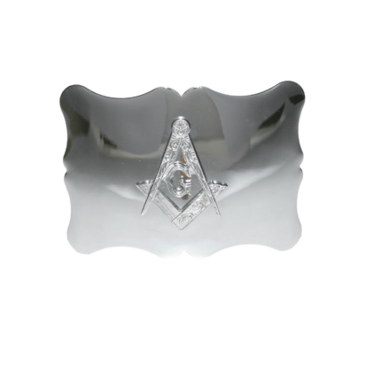Plain Scalloped Buckle - Chrome Plated - With Masonic Crest