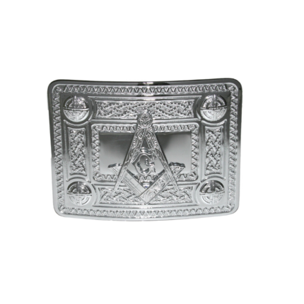 Celtic design buckle raised bosses - Chrome Plated - With Masonic Crest