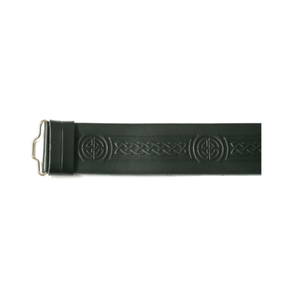 Celtic Knot Hide Kilt Belt - Black - 30" to 56"