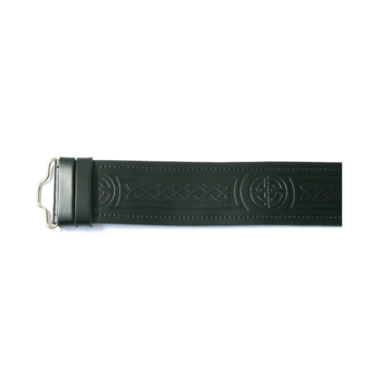 Celtic Knot Hide Kilt Belt - Velcro - Black - Small to 3XL