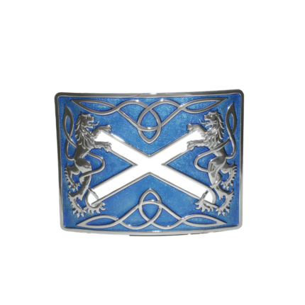 Highland Saltire Buckle - Chrome - Blue Enamel