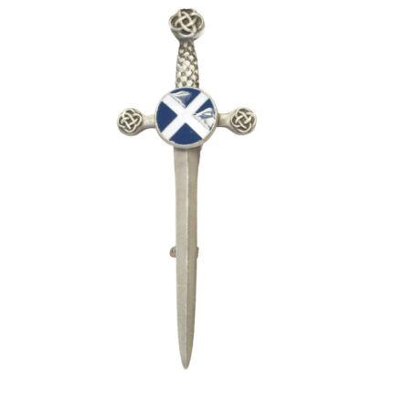 Thistle & Masonic Kilt Pin - Blue Enamel - Chrome Plate - In Black Kilt Pin Box