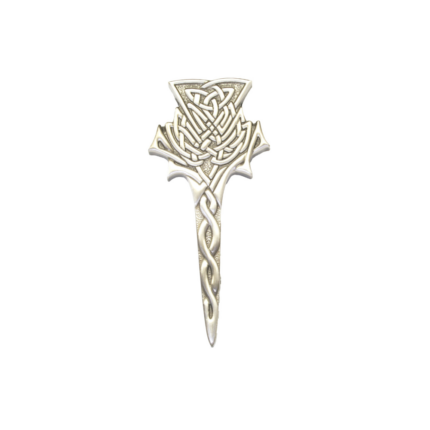 Highland Thistle Kilt Pin - Antique Silver - In Black Kilt Pin Box