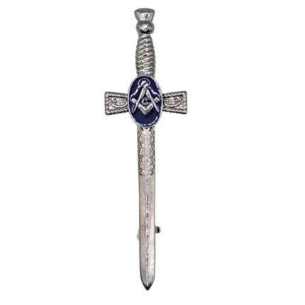 Saltire Kilt Pin - Enamelled - Antique Silver - In Black Kilt Pin Box