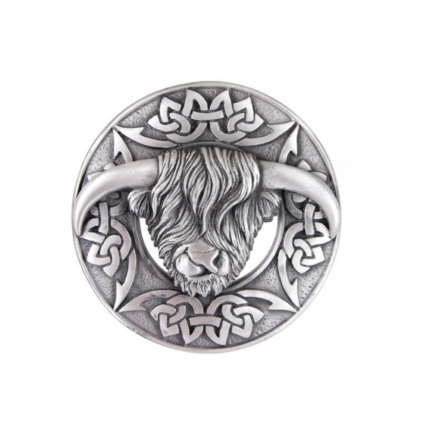 Highland Coo Plaid Brooch - Matt