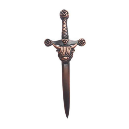 Pewter Kilt Pin - Highland Coo - Chocolate Bronze - In Black Kilt Pin Box