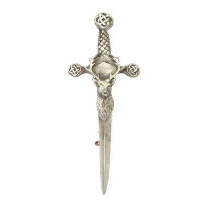 Pewter Kilt Pin - Stag - Antique - In Black Kilt Pin Box