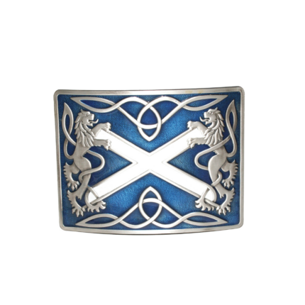 Highland Saltire Buckle - Antique Silver - Blue Enamel