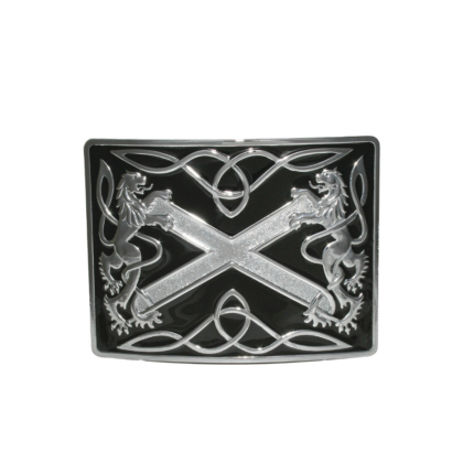 Highland Saltire Buckle - Chrome - Black Enamel